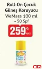 WEMARA ROLL-ON ÇOCUK GÜNEŞ KORUYUCU 50 SPF 100 ML